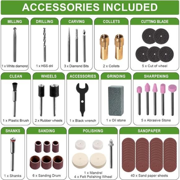 8V Cordless Rotary Tool Kit, 2.0 Ah Battery Rechargeable Rotary Tool with 73pcs - Picture 3 of 8